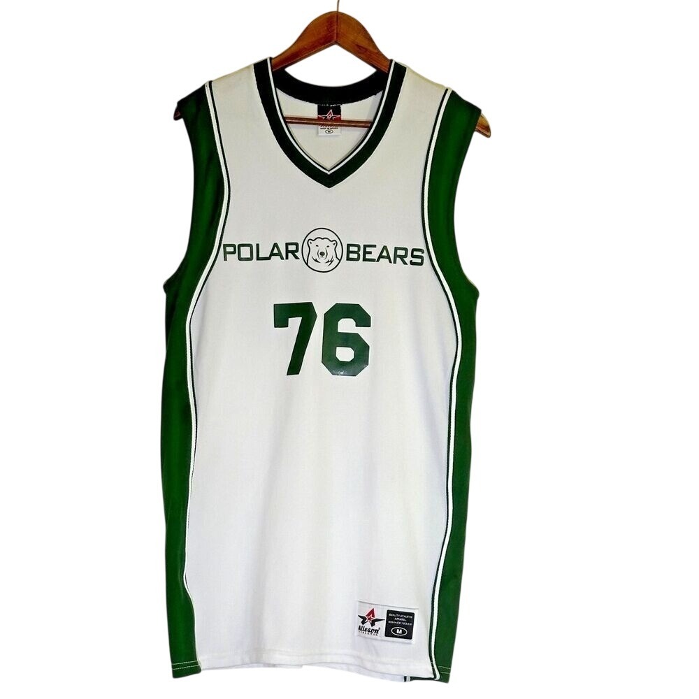 Alleson Athletic Basketball Jersey Mens M White Green Polar Bears 76